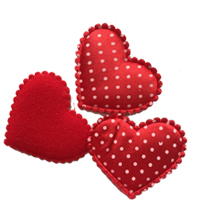 HEART VELVET DOTS L 3 NOS